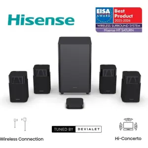 Hisense 4.1.2 CH Soundbar, 720 W, Dolby Atmos HT SATURN, Wireless Speakers - Black