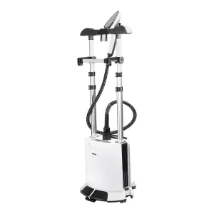 Geepas GGS25030 Multifunction Garment Steamer | 1.6L Water Tank| LCD Display| 5 Steam Levels| Stainless Steel Nozzle| Double Heating| 2180W Power| 2-in-1 Steamer & Iron