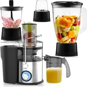 Geepas 4 In 1 Juicer Blender, 800W Powerful Motor,Stainless Steel Lock, Two Speed With Pulse Function, Jar-1L Juice Jug, Safety Interlock-Multi