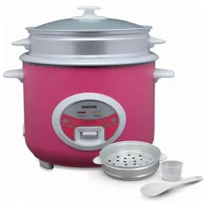 Geepas 1.8L Ricer Cooker-Non-Stick Inner Pot Stainless Steel Body Cook/Steam Keep Warm Function Make Rice & Steam Healthy Vegetables -Multi (1 YR WRNTY)