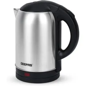 Geepas Stainless Steel Electric Kettle With Auto Shutt off and Boil Dry Protection 2L GK5466 Silver/Black
