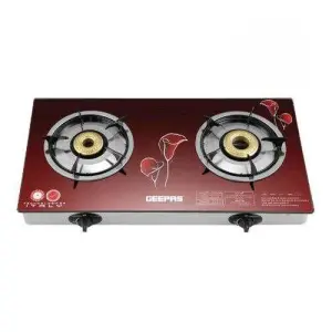 Geepas Glass Top Gas Cooker - Maroon