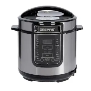Geepas GMC 5326 ,6L Electric Pressure Cooker with 14 Different Cooking Modes - Silver, Black