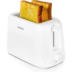 Geepas 2 Slice Bread Toaster, Variable Browning Setting,Cancel Function Removable Crumb Tray Wide Slots and High Lift Feature Cord Storage-White