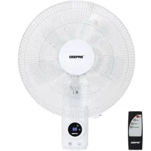 Geepas 16-Inch Wall Fan 3 Speed Settings- White /Black (1 YR WRNTY)