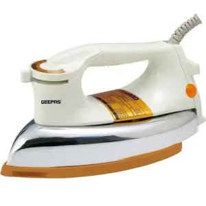 Geepas 1200W Automatic Dry Iron, Electric Iron Teflon Plated Sole Plate, Durable Heavy Weight Iron Box Auto Shut Off, Temperature Setting Dial, Overheat-Multi