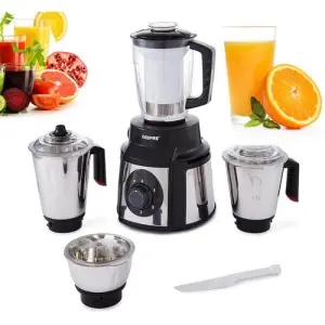Geepas 5-IN-1 Mixer Grinder-1000 W Powerful Copper Motor and Stainless Steel Jars Modern Design, Durable Body, Robust Handles and Sharp Blades-Multi (1 YR WRNTY)