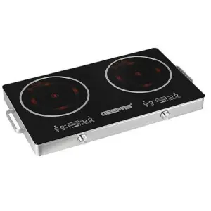 Geepas Double Burner Infrared Cooker, 99mins Timer, LED Display 9 Temperature Settings Child Lock Ceramic Heating Element -Black