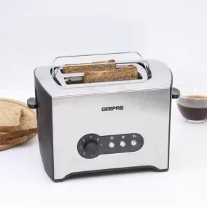 Geepas 2 Slice Bread Toaster - Silver, Black