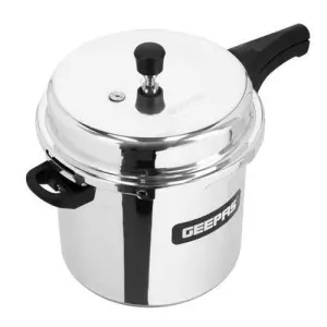 Geepas 7.5L Stainless Steel Induction Base Pressure Cooker - Lightweight & Durable Cooker with Lid, Cool Handle & Safety Valves -Silver (1 YR WRNTY)