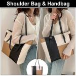 STY Ladies Shoulder Bag Women Handbags Tote Bag Large Capacity PU Color-Block Bag