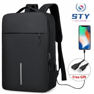 STY 15.6"Laptop Bag Men Backpack With USB Charging Jack Large Capacity Backpack