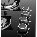 Geepas 4-Burner Gas Cooker-Tempered Glass Worktop, Automatic Ignition, 4 heating Zones-- Black