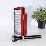 Geepas Rechargeable LED Lantern & 1Pc Torch - White, Black