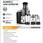 GEEPAS 4-in-1 Blender And Juice Extractor, 800W, Black, GSB44016