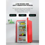 Geepas Single Door Mini Defrost Refrigerator|GRF1202RXE| Mini Fridge| Retro Design| Low Noise| Low Voltage| Quick Cooling| Easy Cleaning| Red