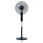 Geepas 16" Stand Fan, 5 AS Blades, 60W Motor, GF9488 Overheat Protection | Horizontal Oscillation Piano Buttons 128 Ribbed Grills Ideal for Home, Office - Black