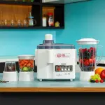 Geepas 4-in-1 Food Processor-Blades for Blending Mincing and Milling Function Unique Detachable Parts and Rich in Design 2 Speed Control with Pulse-White (1 YR WRNTY)