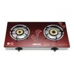 Geepas GK5602 Glass Top Gas Cooker - Maroon