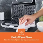 Geepas Waffle Maker, 2 Slice Electric Waffle Maker, GWM676N Non-Stick Waffle Maker with Adjustable Temperature Control Overheat Protection & Safety Lock -Multi (1 YR WRNTY)