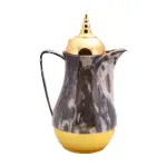 Royalford RF9413 Royal Marble Tea & Cawa Set 1L+1L | Double Wall Insulated Hot & Cold Serving Flask Set | Pink Glass Inner Pot | Perfect for Home, Majlis & Office Use