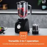 Geepas 2 In 1 Food Jug Blender,1.8L Jar & Mini Coffee Spice Mill Stainless-Steel Blades With 3 Speed & Pulse Option Turbo Button For Ice Crushing, Overheat Protection,