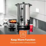 Geepas 20 Liters Electric Catering Urn, 1650W Instant Hot Water Boiler Dispenser- Silver (1 YR WRNTY)