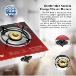 Geepas Gas Cooker, 2 Burner Glass Top Gas Stove, Stainless Steel Frame & Tray Auto Piezo Ignition LPG with 2800pa Iron Mixing Tube -Multi (1 YR WRNTY)