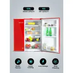 Geepas Single Door Mini Defrost Refrigerator|GRF1202RXE| Mini Fridge| Retro Design| Low Noise| Low Voltage| Quick Cooling| Easy Cleaning| Red