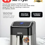 Geepas Digital Air Fryer- GAF37527UK/5.0 L Pot, with Vortex Technology/Digital Display, Touch Screen, Multiple Function, 1-60 Min Timer, Temperature 50-200 Degree Celsius