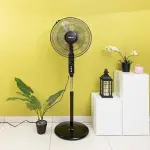 Geepas 16" Stand Fan, 5 AS Blades, 60W Motor, GF9488 Overheat Protection | Horizontal Oscillation Piano Buttons 128 Ribbed Grills Ideal for Home, Office - Black