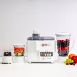 Geepas 4-in-1 Food Processor-Blades For Blending, Mincing And Milling Function Unique Detachable Parts And Rich In Design 2 Speed Control-White (1 YR WRNTY)