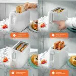 Geepas 2 Slice Bread Toaster, Variable Browning Setting,Cancel Function Removable Crumb Tray Wide Slots and High Lift Feature Cord Storage-White