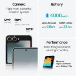 Samsung Galaxy Z Flip 6 5G, 6.7-Inch Dynamic AMOLED 120Hz Foldable Display, 50MP Dual Camera System, 4000mAh Battery, Fast & Wireless Charging, Snapdragon Processor