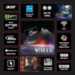 acer Nitro V 15 Gaming Laptop, 15.6" FHD 165Hz Display, 13th Intel 8-Core i5-13420H(>Intel i7-1260P), NVIDIA GeForce RTX 5050 8GB GDDR7 Graphics