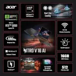 acer Nitro V 16 AI WUXGA (1920 x 1200) IPS 180Hz Gaming Laptop AI PC, AMD Ryzen 5 240 Processor, NVIDIA GeForce RTX 5050 8GB GDDR7 VRAM, 16GB RAM, 512GB SSD