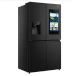 Hisense 680 Liters / 680L Smart Refrigerator Cross Door With Touch Display Screen Water And Ice Dispenser,Metal Cooling, Fridge Mate Black